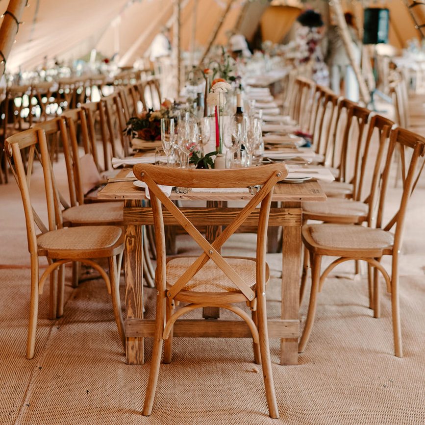 Trestle table and chairs
