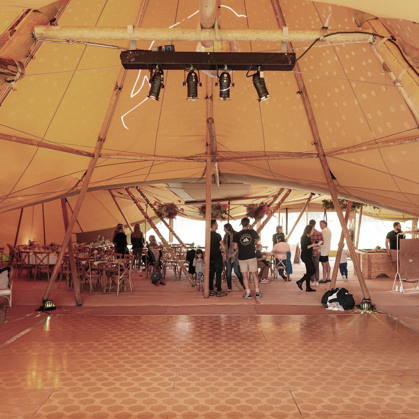 Wedding Tipi set up with dance floor