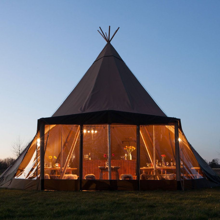 Dinner party tipi at night