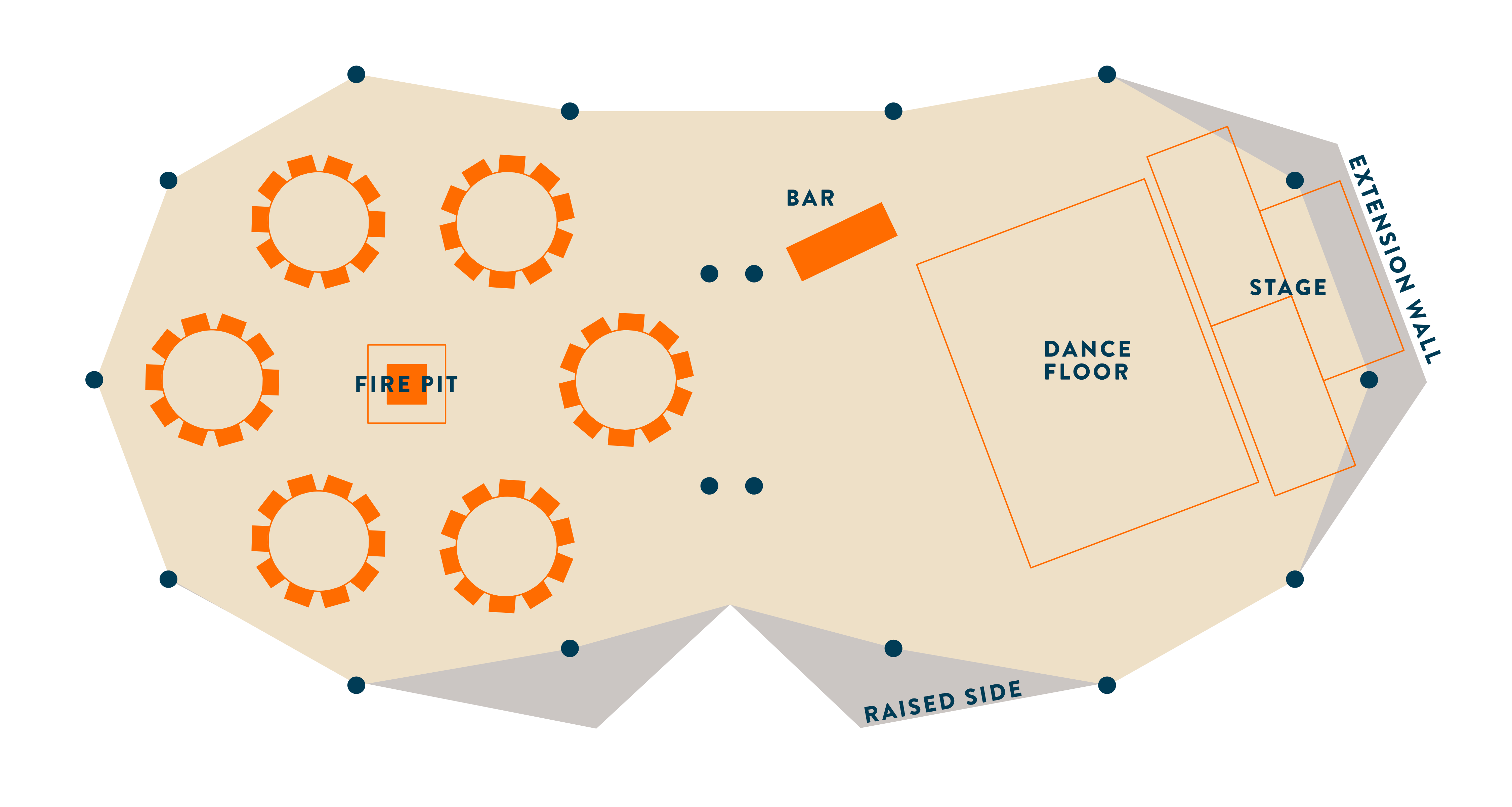 Small wedding tipi for 60 guests with dance floor