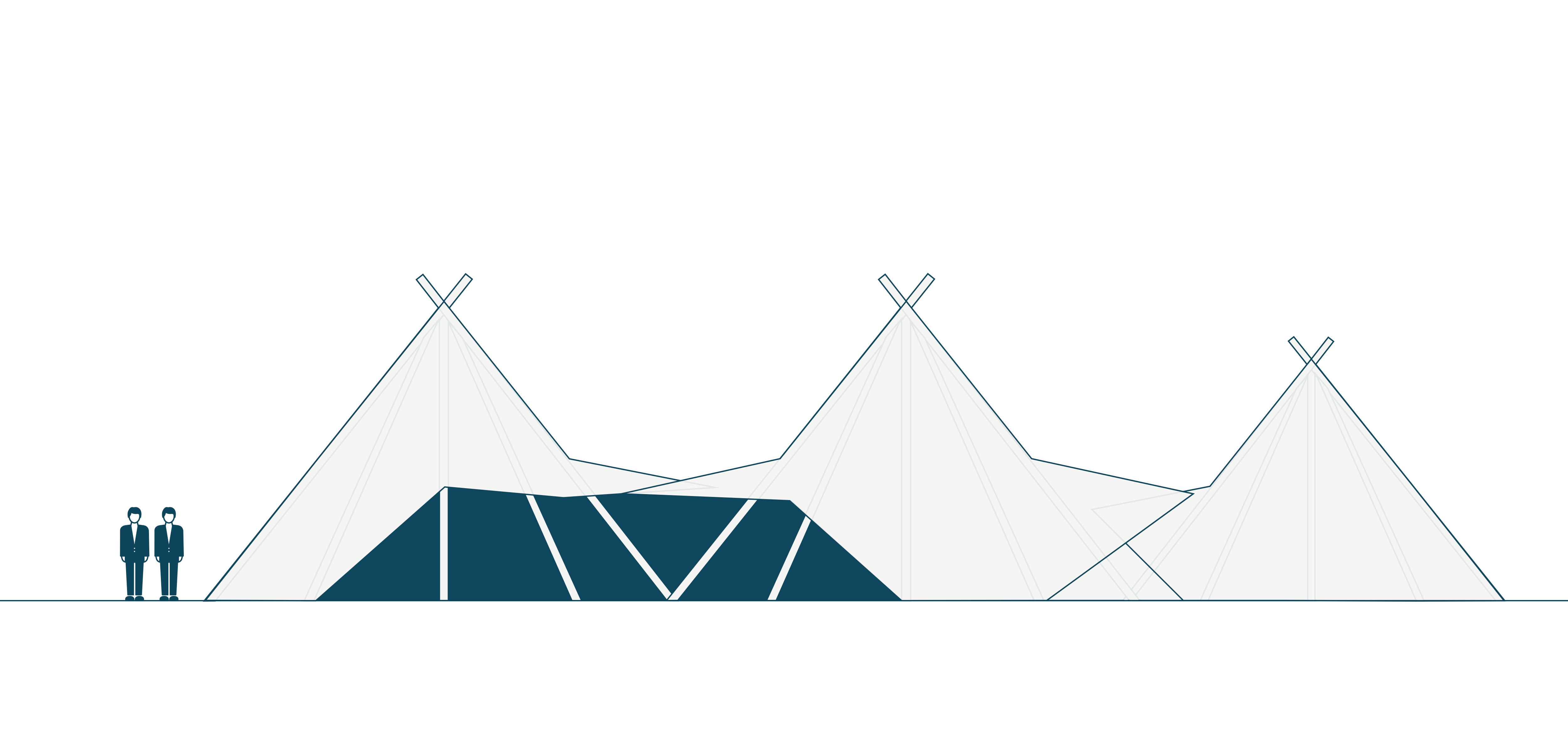 Tipi diagram with dining, dance floor and bar
